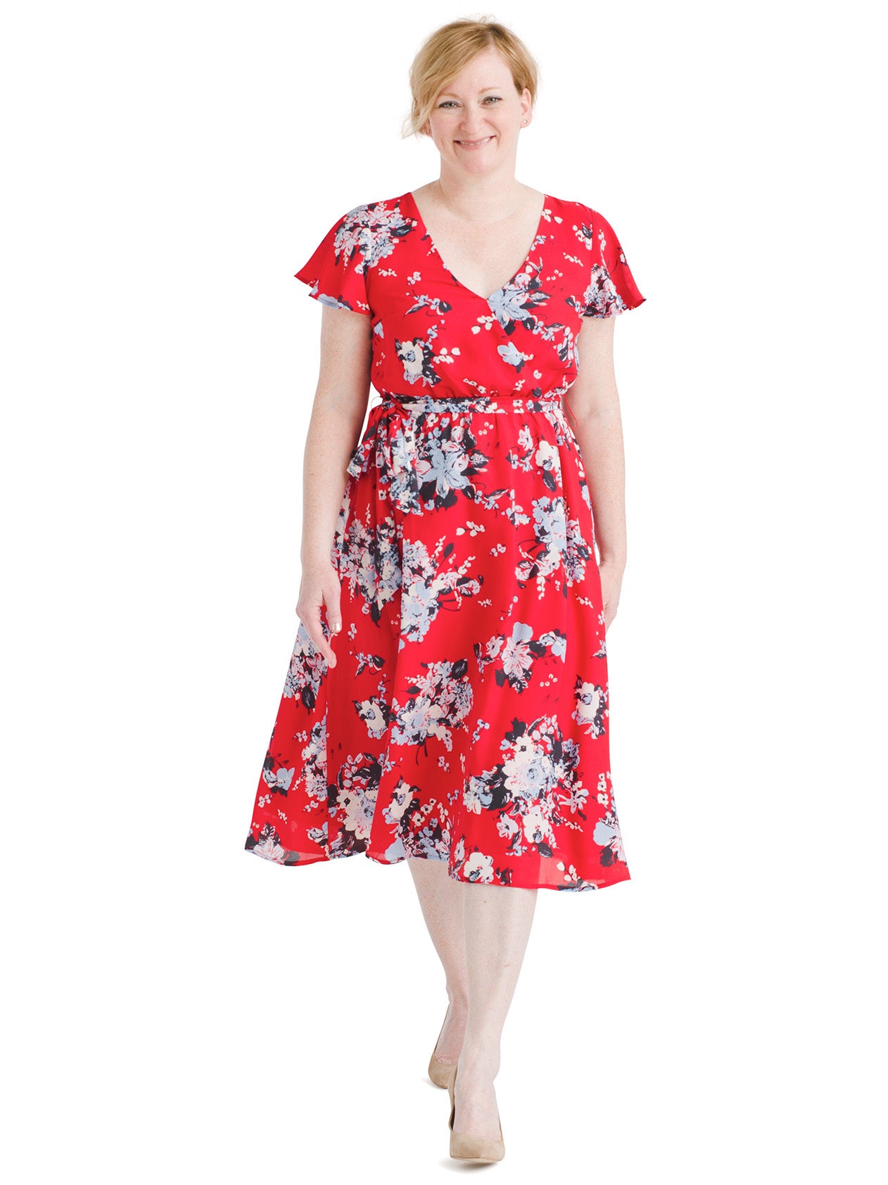 Fits of Bliss Midi Floral Wrap Dress ...